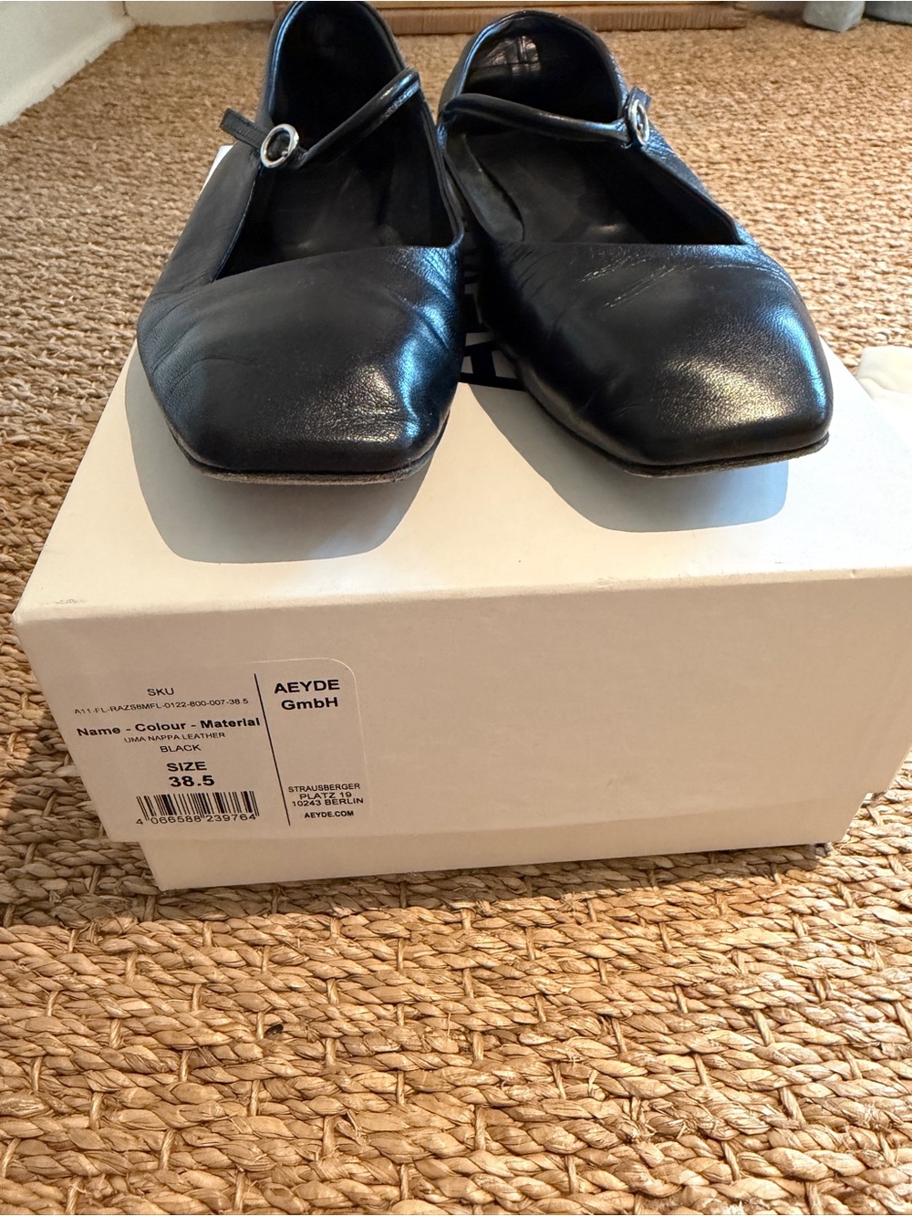 Aeyde Uma Mary-Jane Flats Black Leather 38.5 - Picture 7 of 17